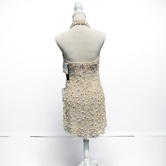 🌻NEW w.tags Adrianna Papell Beaded Halter Party Dress Size 6 | $275 Retail - Picture 7 of 16